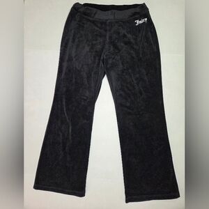 Juicy Couture Womens Velour Track Pants Size L Black Bling Flare